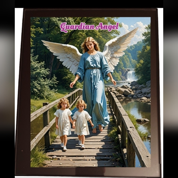 Handmade Other - Guardian Angel In A Glass Front Frame 8x10 Picture AI wall